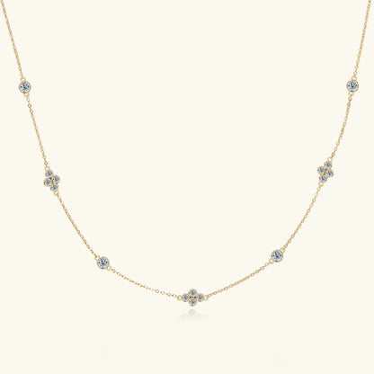 925 Sterling Silver Choker Necklaces 3mm Moissanite Clover Necklace for Women Neck Chain Female Jewelry Gift