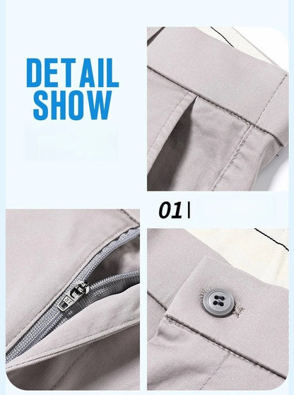 High Quality Summer Men's White Ankle Length Casual Pants 97%Cotton Breathable Straight Business Slim Work Chino Trousers Man