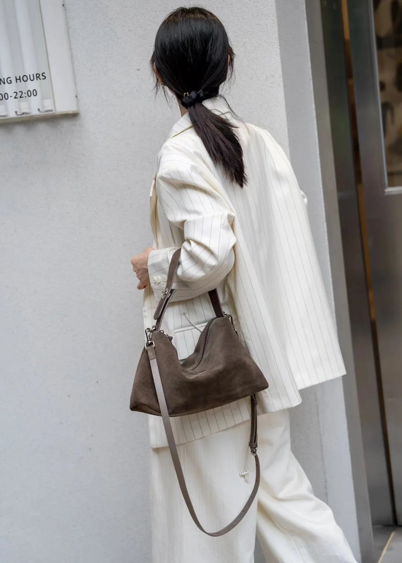 Genuine Grade Autumn Winter Big Boston Luxury Designer Tote Soft Matte Suede Leather Women Handbag Female Shoulder Crossbody Bag