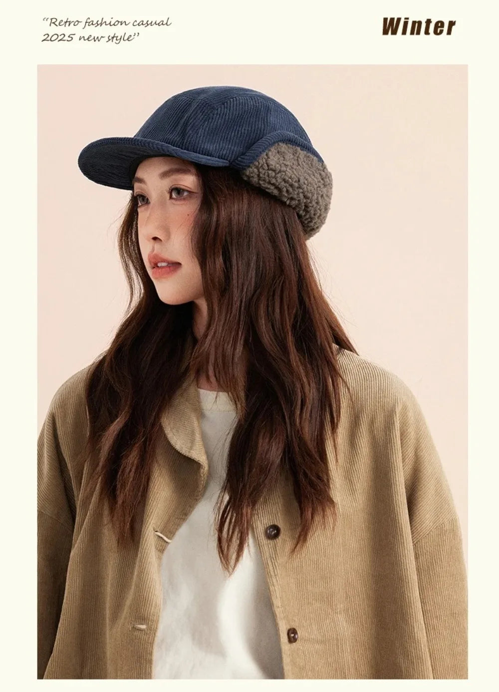 Versatile Retro Bomber Hats Fleece-Lined Warm Corduroy Caps Windproof Earflap Lei Feng Caps Autumn Winter Men Women Wear