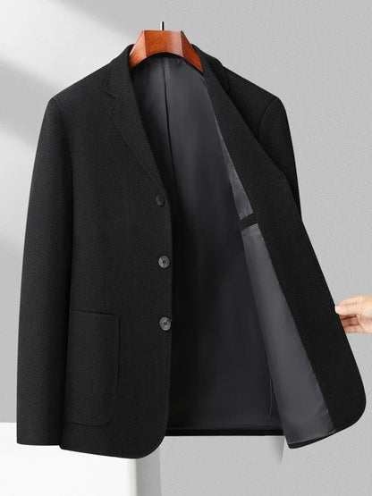 Men's Wool Blazer Herringbone Pattern Casual Business Suit Jacket Comfortable and Stylish Coat