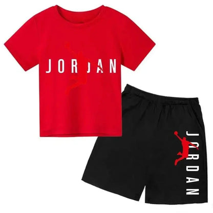 Summer Brand Letter Print Short Sleeve Kid T-shirt+shorts 2pcs Set for Boys and Girls Fashionable Casual Children's Set Outfits
