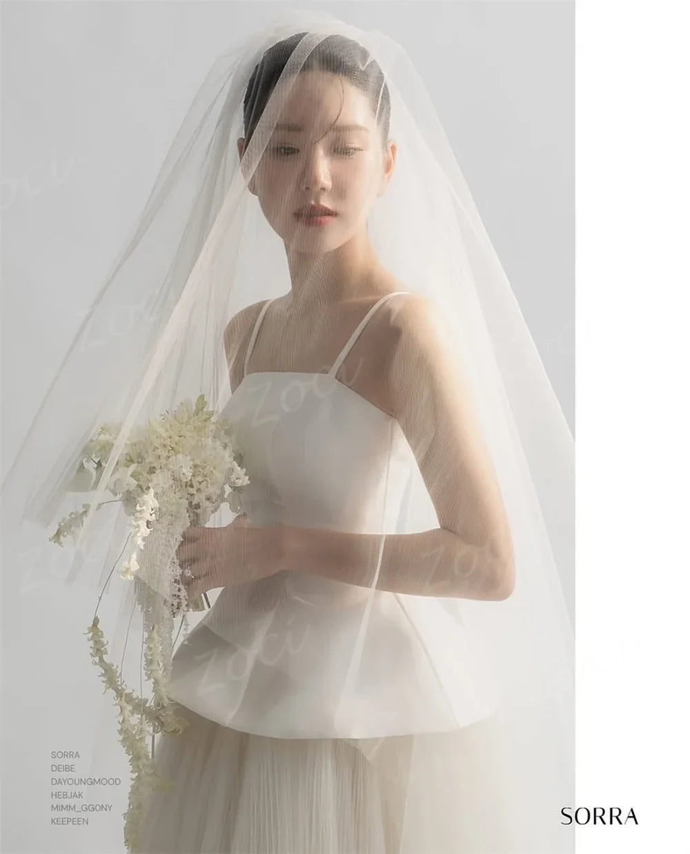 Customized Korea A Line Wedding Dresses Tiered Tulle Lace Up Bride Formal Party Wedding Photography Long Bridal Gown Women