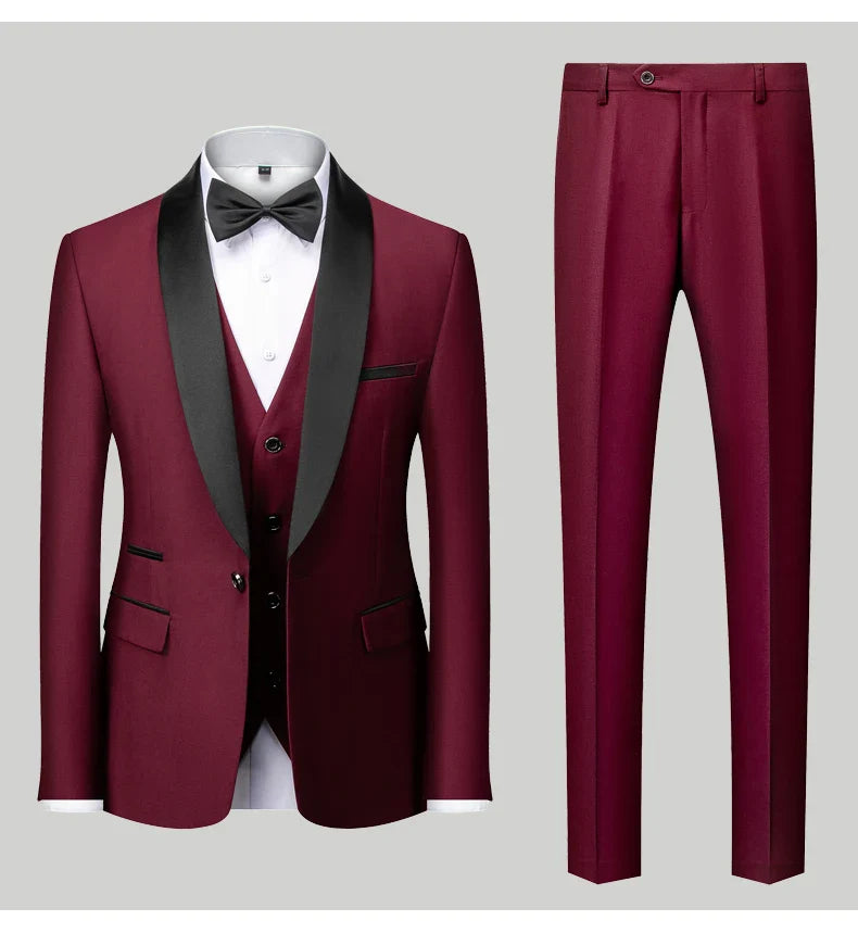 M-6XL Men's Casual Business Have Smoking Suit High End Brand Boutique Fashion Blazer Vest Pants Groom Wedding Dress Party Suit