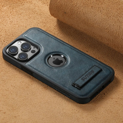 For iPhone 15 14 13 12 Pro Max Leather Case, [Compatible with Mag-safe] Built-in Invisible Stand Protective Slim Kickstand Cover
