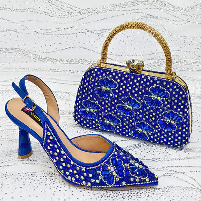 Festive Elegance: Spot Goods Dazzling Heels and Chic Long Bag Clutch Perfect Combination Of Shoes And Bag for Special Occasions