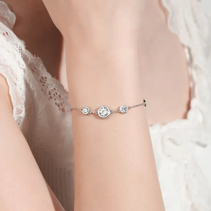 2024 New 18k Gold Plated Bracelet 925 Silver Chain 2mm D Color Bezel Moissanite Bracelets Fashion Women's Jewelry Gifts