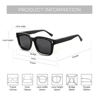 2026 Classic Design Polarized Sunglasses Unisex Handmade Acetate Thick Frame Sun Glasses Male Trend Square Shades