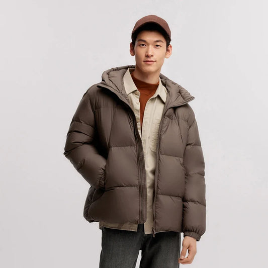 Down Jacket Men 2024 Winter New Thermal Three-Proof Couple Hooded Outerwear Solid Color Versatile Down Jacket