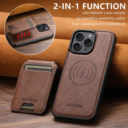 Wireless Charging Magnet PU Leather Phone Case Card Holder Stand For iPhone 17 Pro Max 16 Plus 15 Pro 13 12