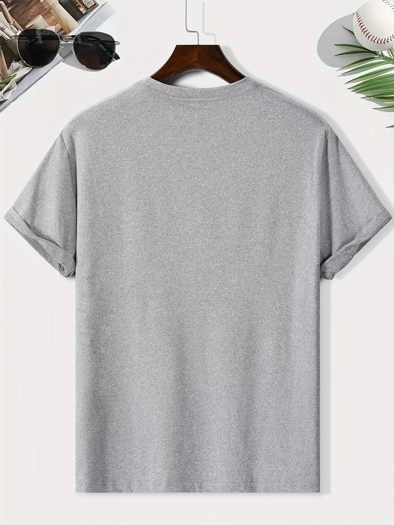 100% pure cotton men's casual loose and fashionable New York letter printed sports breathable short sleeved round neck T-shirt