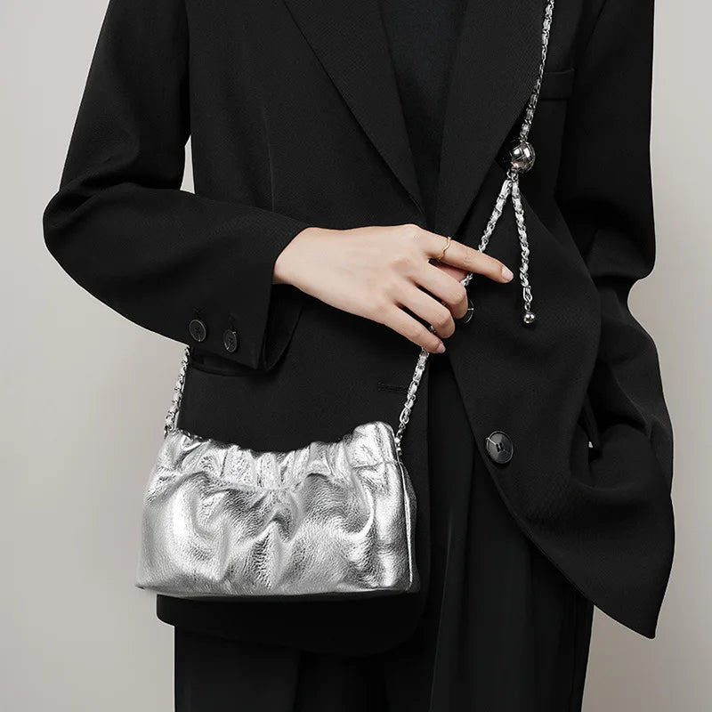 Genuine Leather Women Shoulder Bags Luxury Brand Small Chain Flap Bags for Ladies Handbag Natural Cowskin Female Crossbody Bags