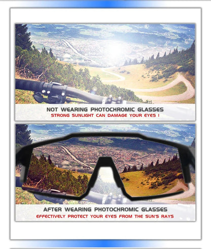 Photochromic Cycling Glasses UV400 MTB Clear Mountain Bike Transition Bicycle Sunglasses for Men Women Sports Eyewear