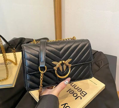 New Women Embroidered Swallow Small Square Bag Luxury Chain High End Versatile Shoulder Crossbody Bag Fashion Daily Casual Ladie