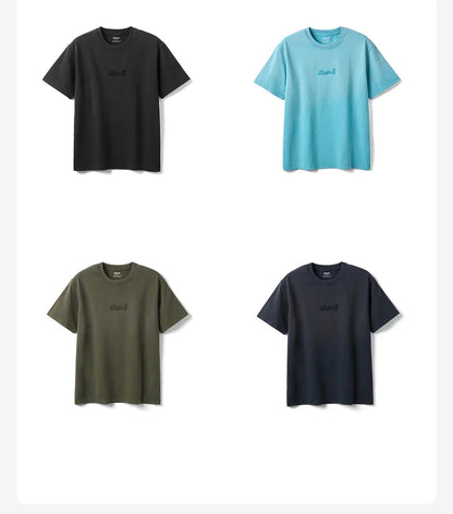 2026 Summer New 260gsm 100% Cotton Fabric Snow Washed Vintage T-shirts Men Letter Embroidery Plus Size Tops