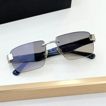 Luxury Rimless Sunglasses Irregular Square Alloy Acetate High Street Men Women Handmade in Germany UV400 THE MAGIC III with Case