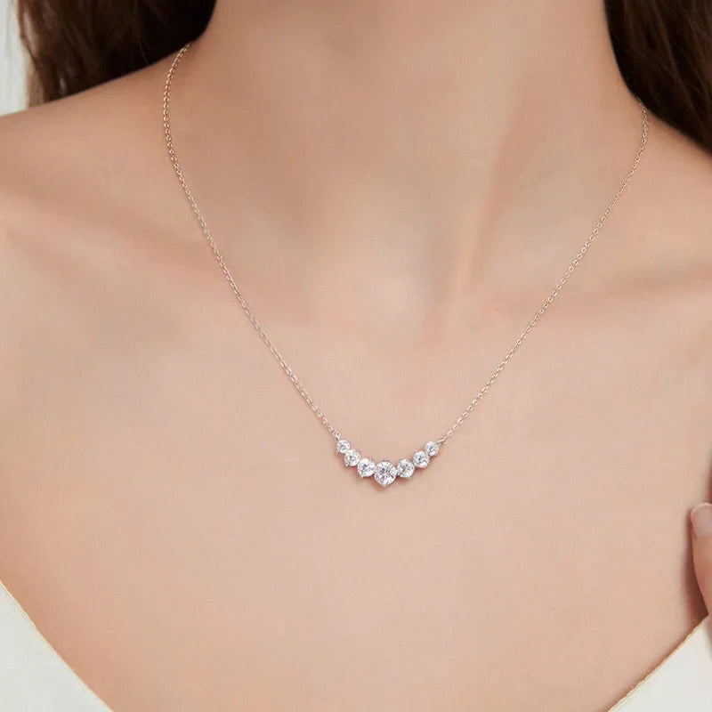 U-Smile Moissanite Necklace D VVS1 for Women D Color Sparkling Lab Diamon Luxury Necklaces 925 Sterling Silver with Certified