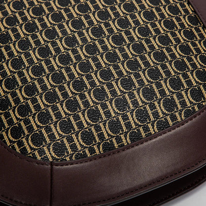 Women's Saddle Bag 2024 New Splicing Design Single Shoulder Bag with Detachable Wide Shoulder Strap