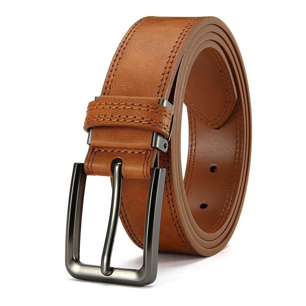 Men's Leather Belt Needle Buckle Belt Casual Genuine Leather LONG Large Belts Cowhide Belts for Man