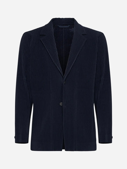 Miyake Pleated Men New Office Black Blazer Luxury High Fashion Suits Partially Lined Autumn Winter Coat