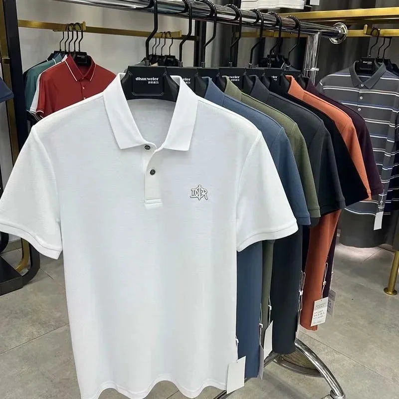 Designer brand 100%cotton short sleeve polo shirt summer trend letter embossed lapel top casual golf T-shirt business men's wear