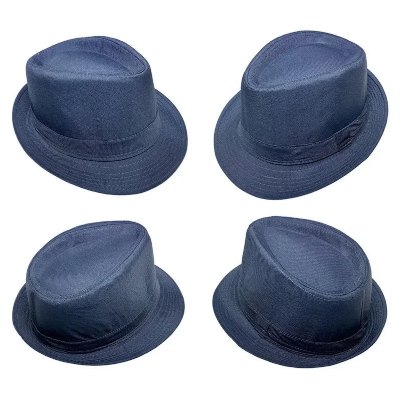 Summer Solid Bright Color Sun Hat British Jazz Hat Top Hat Men's Top Hat Winter Middle-aged and Elderly Jazz Warm Hat Fedora Hat