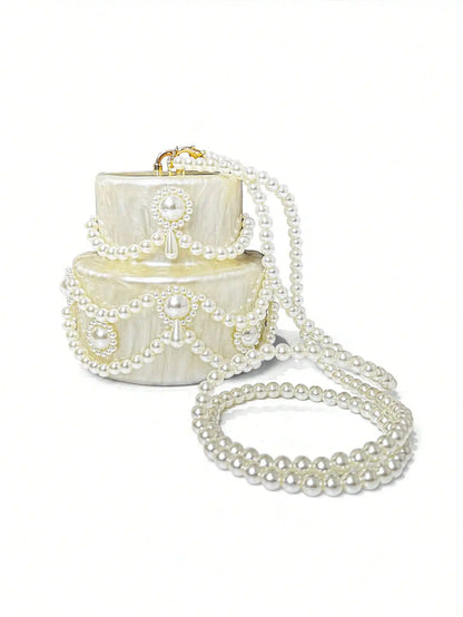 European & American Cross-border Marble Pattern Acrylic Cake Bag, Socialite Party Evening Clutch, Handbag & Shoulder Bag with Lo