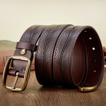 3.8CM Real Pure Cowhide High Quality Genuine Leather Belts for Men Brand Strap Brass Buckle Engrosar Jeans Belt Cowboy Cintos