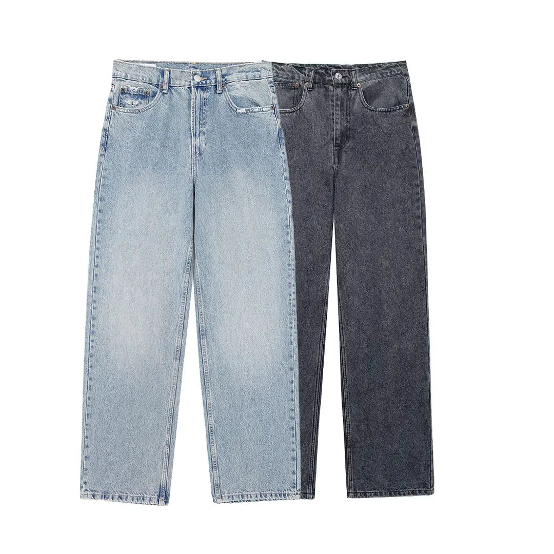 2024 Women's Street Fashion Denim Blue Jeans Distressed Patchwork High Waist Zipper Fly Ripped Retro Long Pants