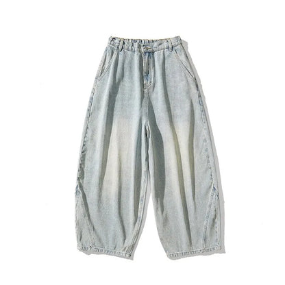 Fashion Denim Wide Leg Pants Men Loose Hip Hop Casual Jeans Streetwear Fashion Elastic Waist Casual Denim Trousers Plus Size 5XL