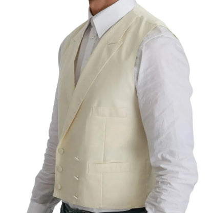 Men Vest Ivory With Lapel Single Button Solid Waistcoat For Wedding Party Banquet Business Work Office Daily Men Suit Vest