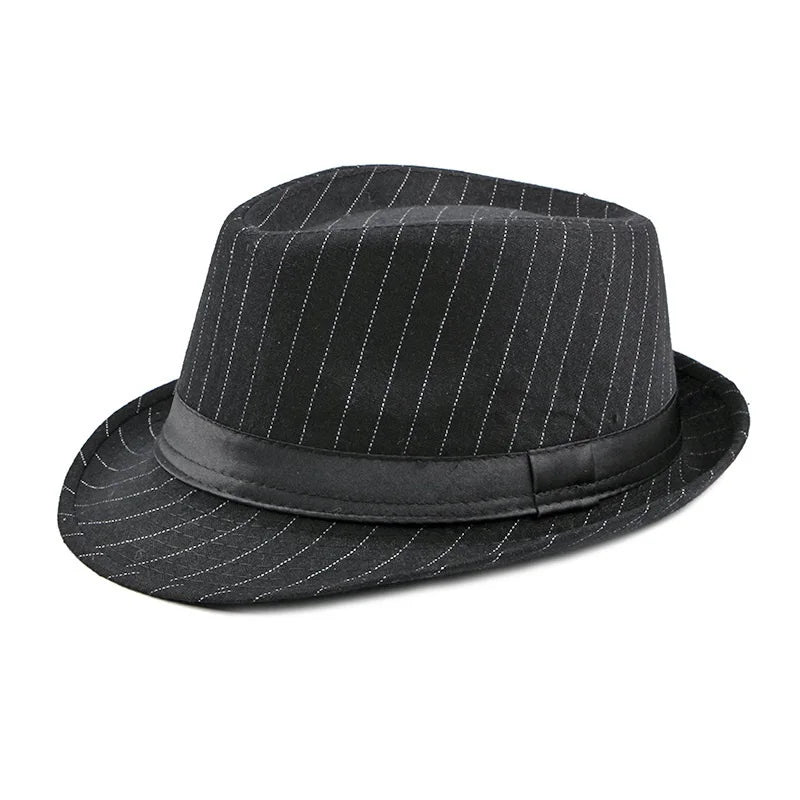Spring and Autumn British Black and White Striped Cloth Jazz Fedoras  Men's New Casual Versatile Couple Sunshade Hat Outdoor