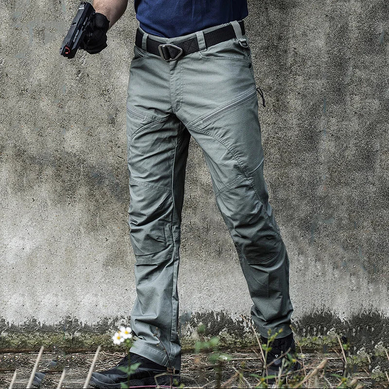 Stretch Hiking Pants Men Water Resistant Rip Stop Cotton Outdoor Work Cargo Pants Multi-Pocket Lightweight Combat Tactical Pants