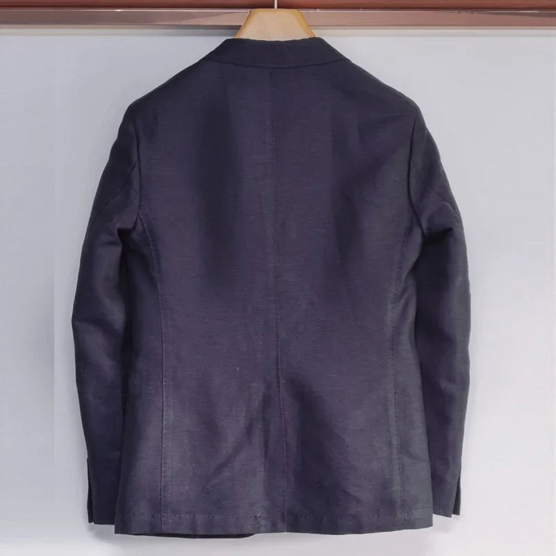 Men's Spring and Summer New Linen Blazer, Thin Vintage British Style Suit Jacket, Linen Material for Middle-Aged Business