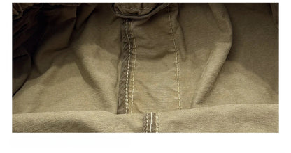 American Premium Cargo Pants Mens Pleated Baggy Multi Pocket Streetwear Oversized Straight Leg Casual Spring Fall Trendy Male