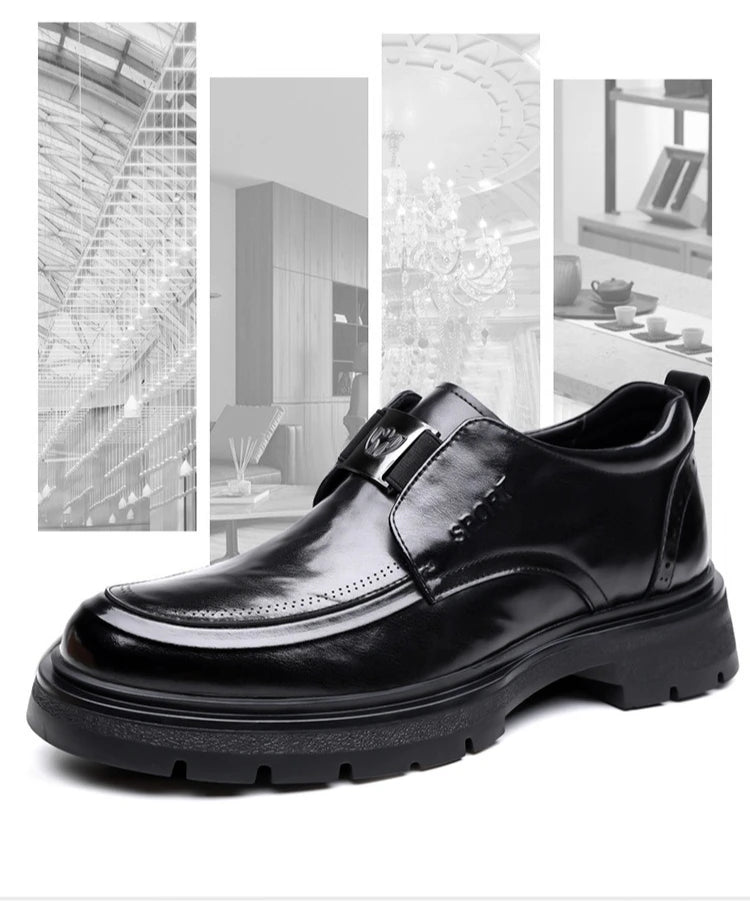 Spring Autumn New Increase Leather Shoes for Men Black Business Casual Platform Shoes Male Fashion High Quality Dress Shoe Man