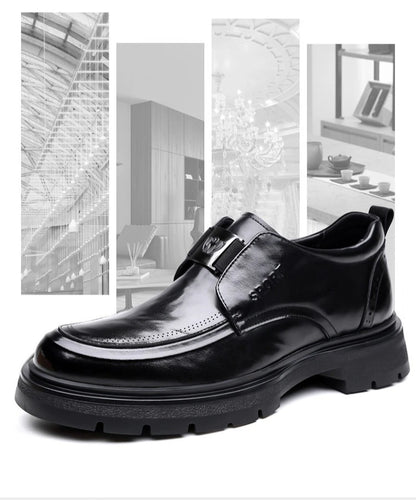 Spring Autumn New Increase Leather Shoes for Men Black Business Casual Platform Shoes Male Fashion High Quality Dress Shoe Man