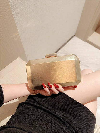 European and American Fashionable Dinner Bag Metal Buckle Clutch Bag Square Box Bag Crossbody Chain Bag Evening Bag Dress Bag