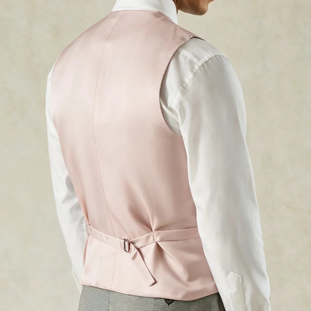 Men Vest Pink Solid Double Breasted With Lapel Waistcoat For Wedding Banquet Business Work Office Casual Daily Men Suit Vest