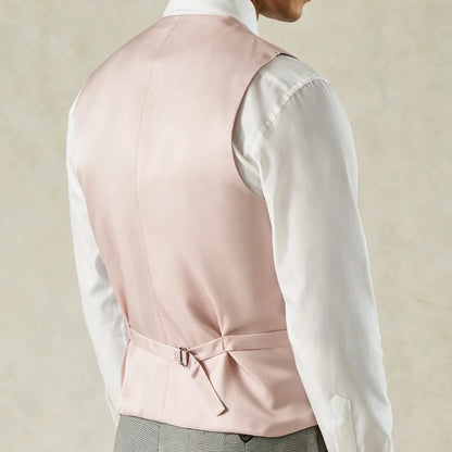 Men Vest Pink Solid Double Breasted With Lapel Waistcoat For Wedding Banquet Business Work Office Casual Daily Men Suit Vest