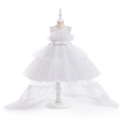 Kid's Party Formal Evening Dresses Elegant Party Dresses For Girls Dresses With Trailing Detachable Princess Dress