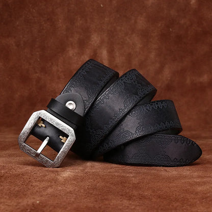 3.8CM Pure Cowhide High Quality Genuine Leather Belts for Men Strap Male Stainless Steel Buckle Jeans Thickening Cowboy Cintos