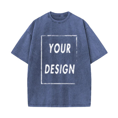 Men's and Women's Cotton Washed T-Shirt Custom Printed T-Shirt 230G Top DIY Your Favorite Pattern or Logo Fashionable Custom Top