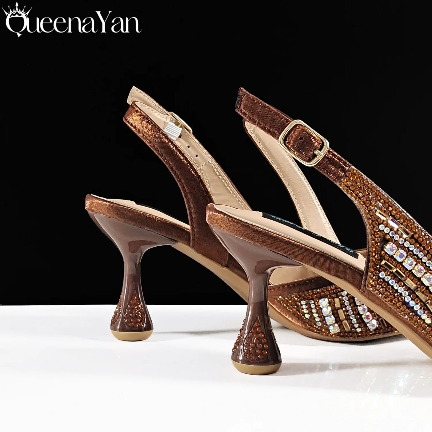 High-end Matching Women's Shoes with Diamond Hard Box Bag Popular in Nigeria Party Women's High Heels