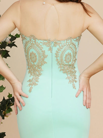 Elegant Mermaid Evening Dress Women Golden Appliques Lace Royal Blue Sweetheart Illusion Wedding Party Prom Gowns Robe de Soiree