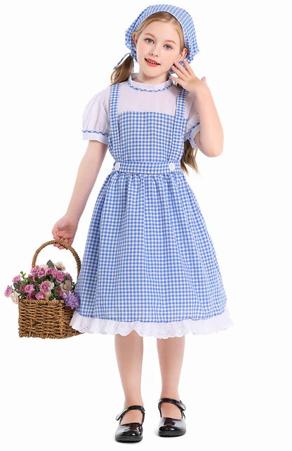 Hildren's Dorothy From The Wizard of Oz Costume Halloween Cosplay Lolita Maid Pastoral Character Shooting Dress