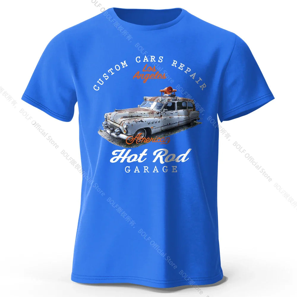 Custom Car Club Patch Printed Unisex Men Women T-Shirt Tees Tops 100% Cotton Embossed Logo Graphic Gearhead Outfit