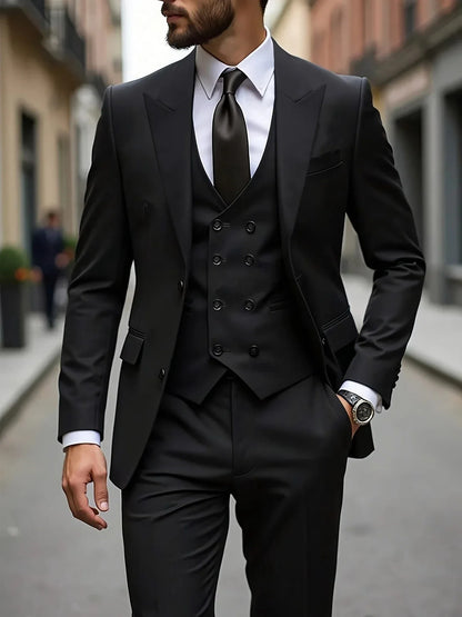 Four Seasons Wedding Groom Suit Big Size Business Formal Slim Fit Korean Style Three Piece Set Mens Tuxedo