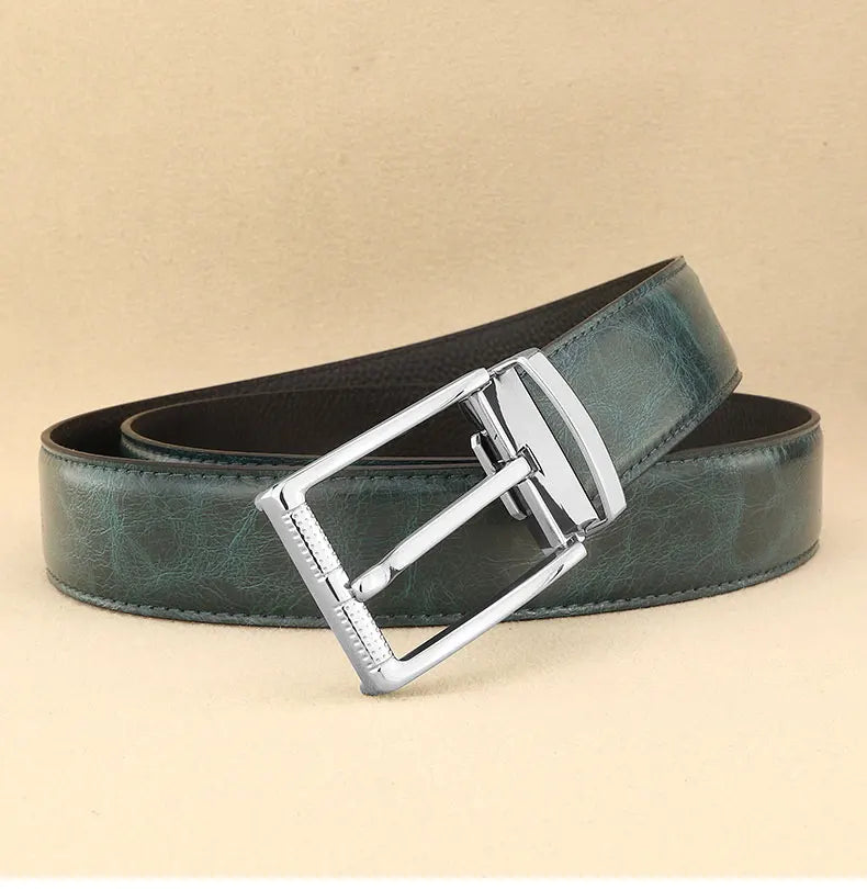 Designer Pin Buckle Gray Genuine Leather Men Belt Famous Brand Fashion Light  Luxury Strap Casual Young Cowboy Ceinture Homme