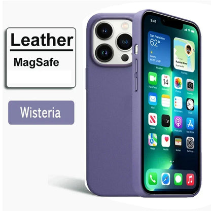 جراب جلد مغناطيسي فاخر لهاتف Apple iPhone 17 Pro Max 16 13 12 14 15 Plus غطاء MacSafe رسمي لهاتف Magsafe i Phone Etui